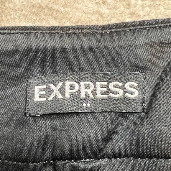 EXPRESS Linen Blend Black Chino Shorts Size 2 Small Midi Mid Rise Belt Loops - Picture 4 of 6